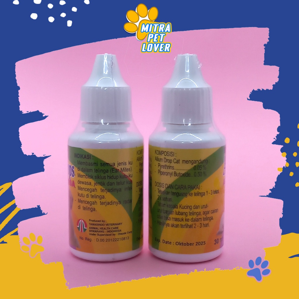 OBAT TETES ANTI KUTU TELINGA ANJING &amp; KUCING - ALLIUM DROPS 30ML - ORIGINAL UNTUK CAT DOG KITTEN - CEGAH RADANG TELINGA - MURAH - BERKUALITAS - PET ANIMAL HEALTHCARE AND VETERINARY TAMASINDO KESEHATAN DAN VITAMIN HEWAN BINATANG PELIHARAAN MITRAPETLOVER