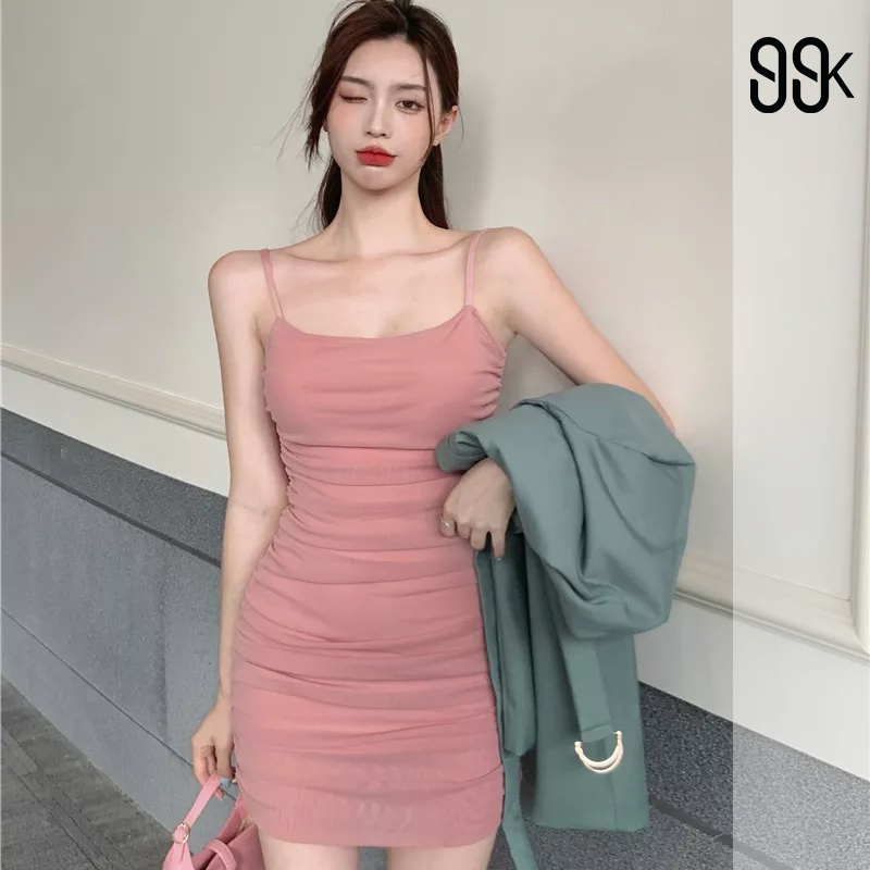 Mini Dress Bodycon Tank Top Pakaian Wanita Tanpa Lengan 1490 ( S-XL)