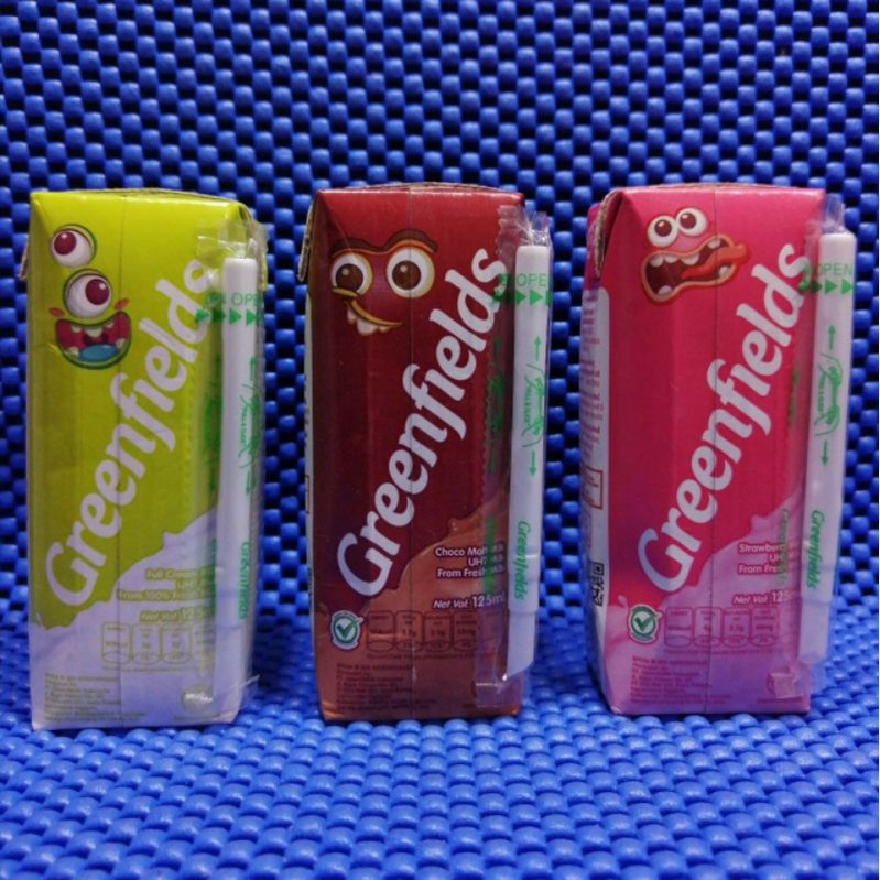 

Greenfields susu/milk UHT 125ml full cream/choco malt/strawberry