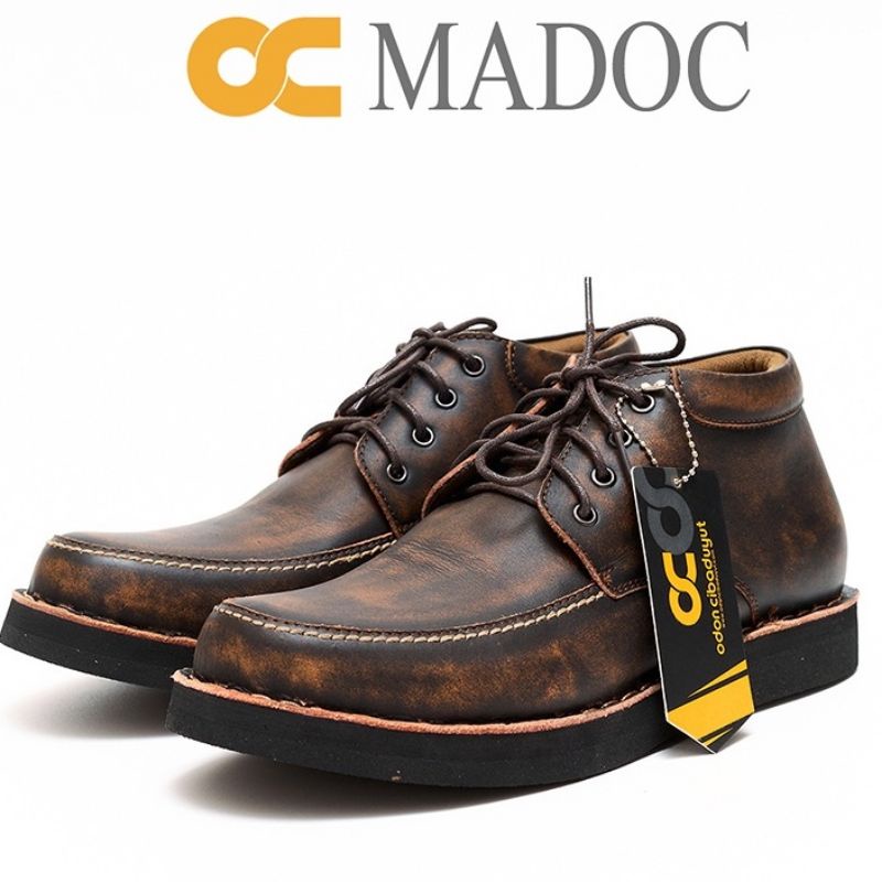 SEPATU KULIT PRIA OC MADOC BRAND LOKAL ODON CIBADUYUT ORIGINAL GENUINE LEATHER CRAZY HORSE BROSH OFF
