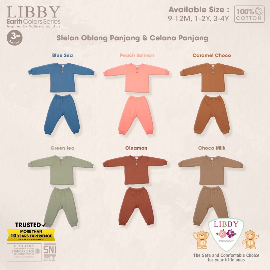 [9bln-4thn] LIBBY FAVE SET Earth Series Stelan Oblong Panjang + Celana Panjang Warna Polos FAVE SET