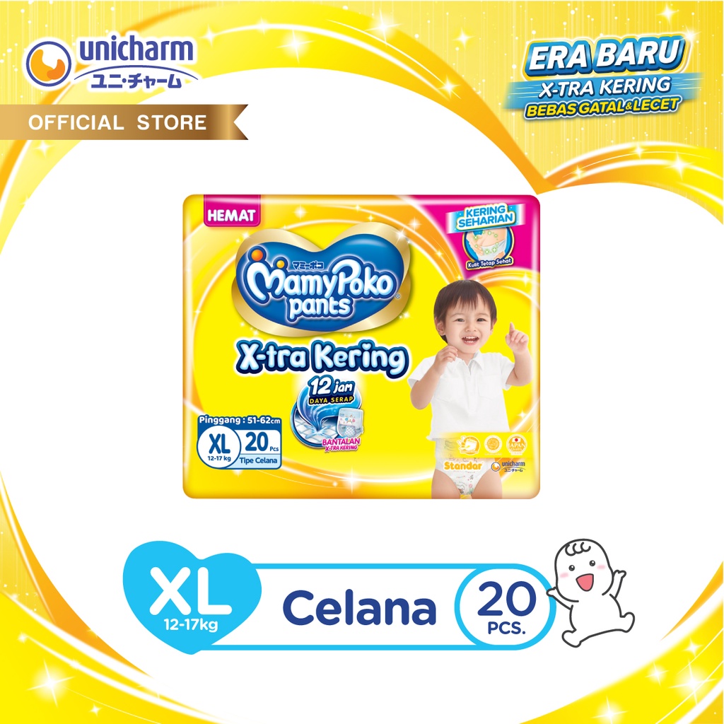 Promo Harga Mamy Poko Pants Xtra Kering XL20 20 pcs - Shopee