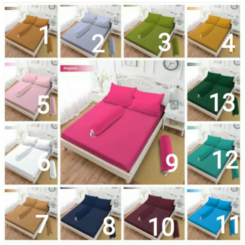 Seprai Sprei Polos Queen 160x200 Putih Abu Merah Pink