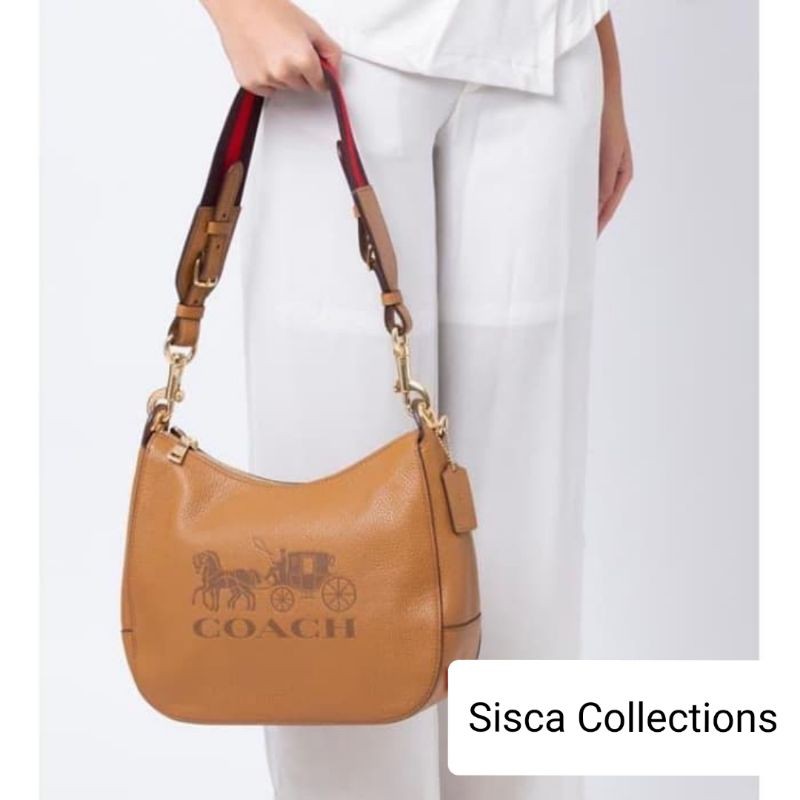 Coach Jes Leather Hobo Brown - Ori 100%