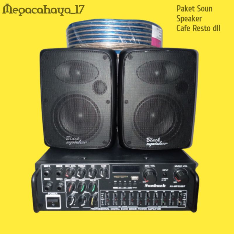 Paket Sound Speaker Cafe Kantor Musola Masjid / Sound Speaker Amplifier Karaoke Bluetooth Equalizer