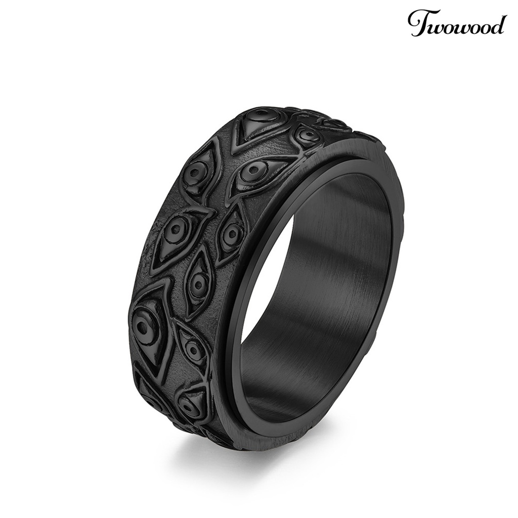 Twowood Men Ring God Eye Rotatable Unisex Round All Match Finger Ring for Dating