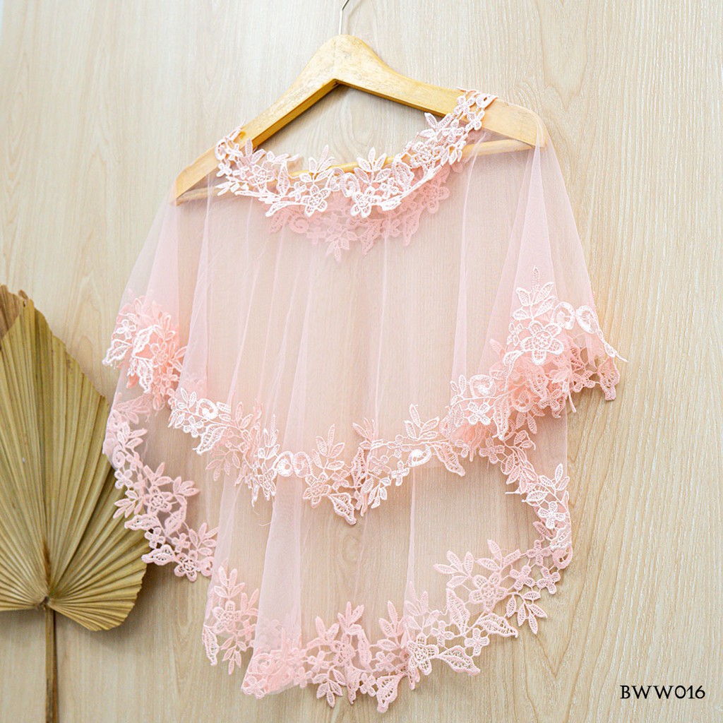 [SIAP KIRIM] BOLERO LACE BRIDAL AKSESORIS PESTA CARDIGAN PINK WANITA BWW016