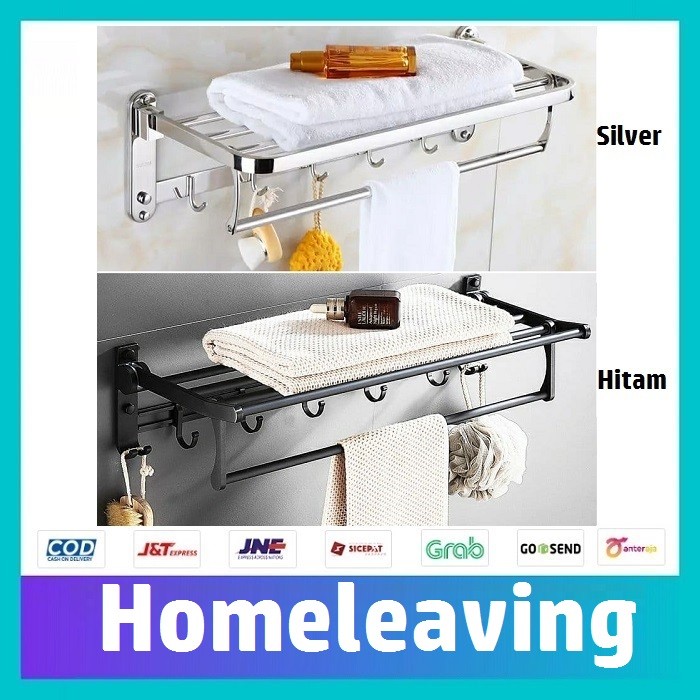 gantungan handuk kamar mandi dinding stainless - Hitam