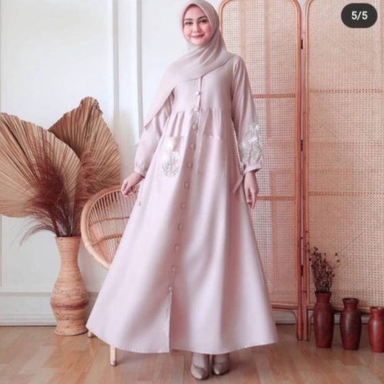 Bahan TOYOBO PREMIUM | Ukuran 5L XXXL XXL XL L M S | BORDIR DAISY MAXI DRESS JUMBO-Coksu