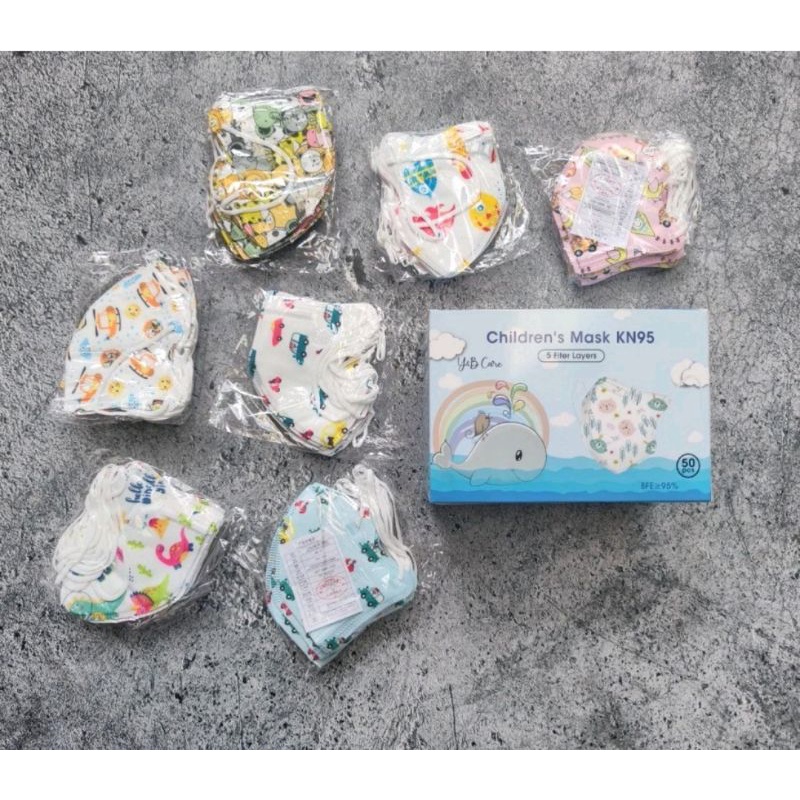 MASKER ANAK KIDS CHILD KN95 5PLY TANPA RESPIRATOR - EARLOOP ECER REPACK
