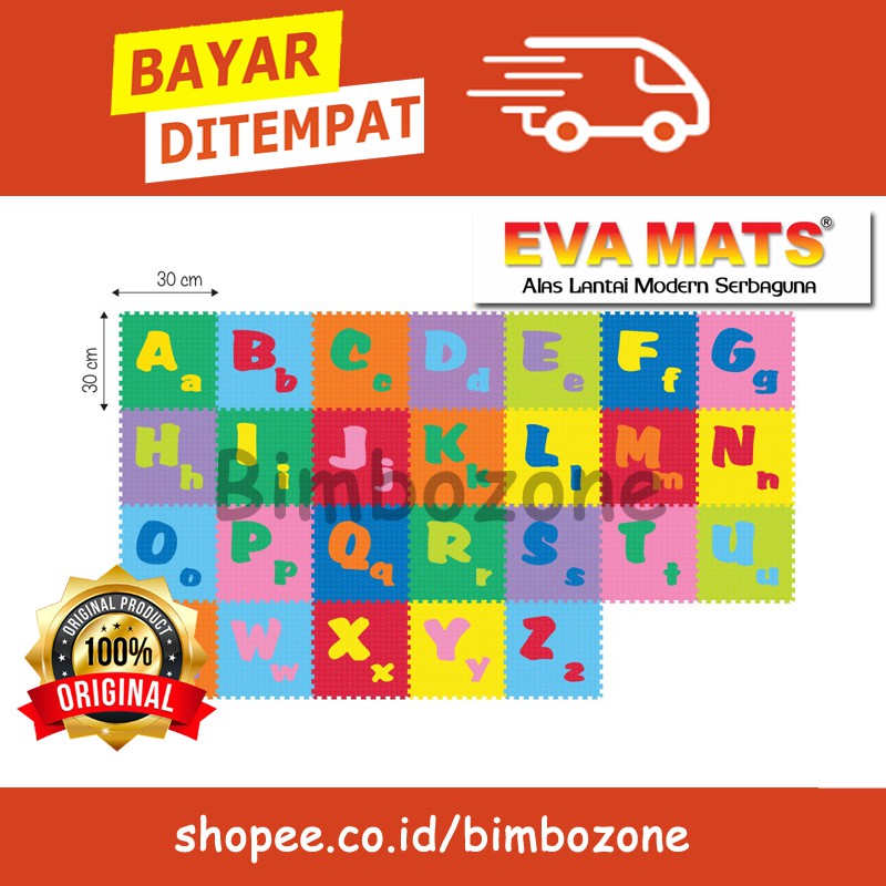 Bimbozone - Playmat anak Karpet Puzzle Evamat Alphabet Huruf | Evamat 30x30cm UNIMATS - ABJAD