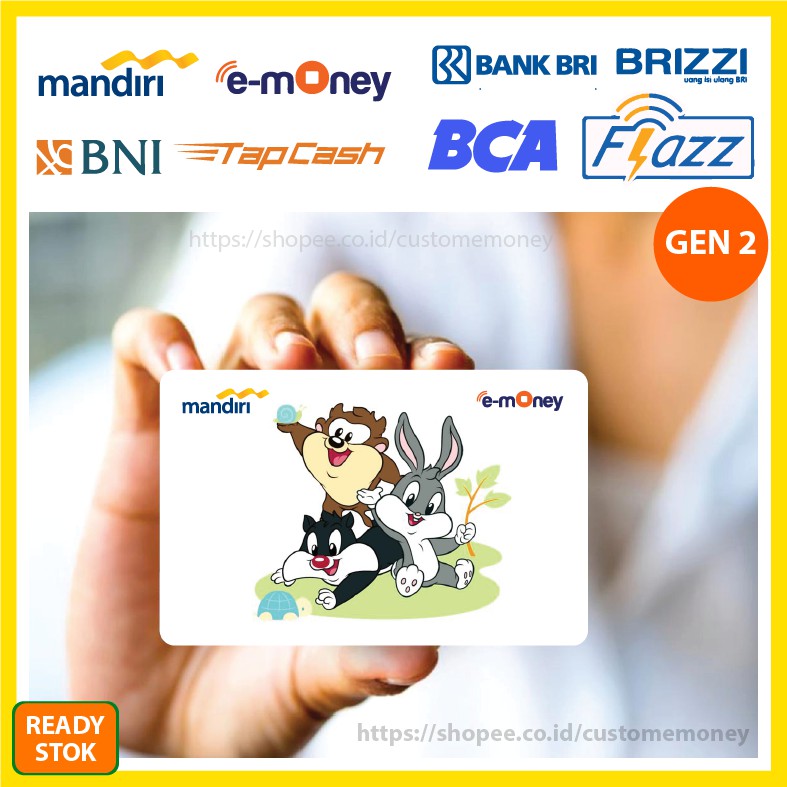Emoney Looney Tunes Bunny Anime 2 Etoll E-Money Mandiri Flazz GEN 2 BNI Tapcash BRI Brizzi - 1 SISI