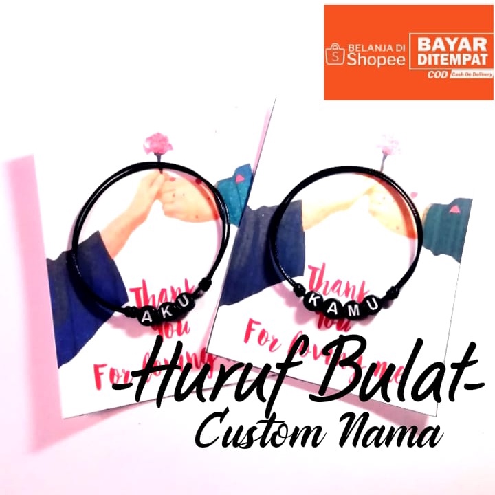 GELANG INISIAL HURUF BULAT / GELANG INITIAL / GELANG NAMA CUSTOM / GELANG ANTI AIR