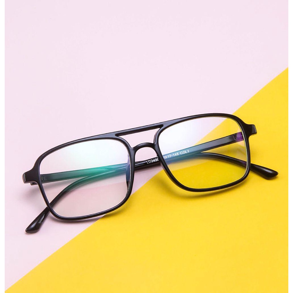 Agustina Square Frame Spectacles Simpe Women Eye Glasses Anti Radiasi Untuk Wanita Double Beam Kacamata Baca Kacamata Komputer Anti Radiasi Kaca Eyeglasses Optical Glasses