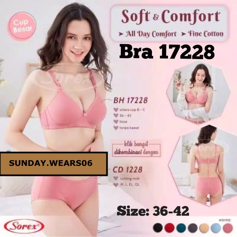Sorex 17228 Bra BH Tanpa Kawat Busa Tipis Cup Besar 36-42