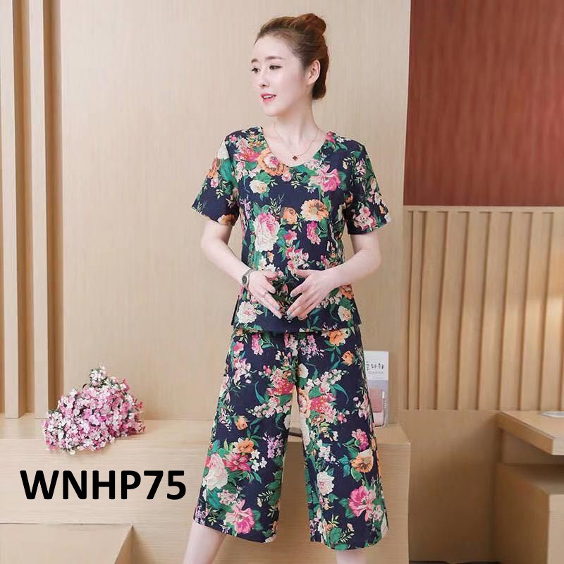 Baju Tidur Wanita Celana 7/8 Full Flower - WNHP75 - WNPP74