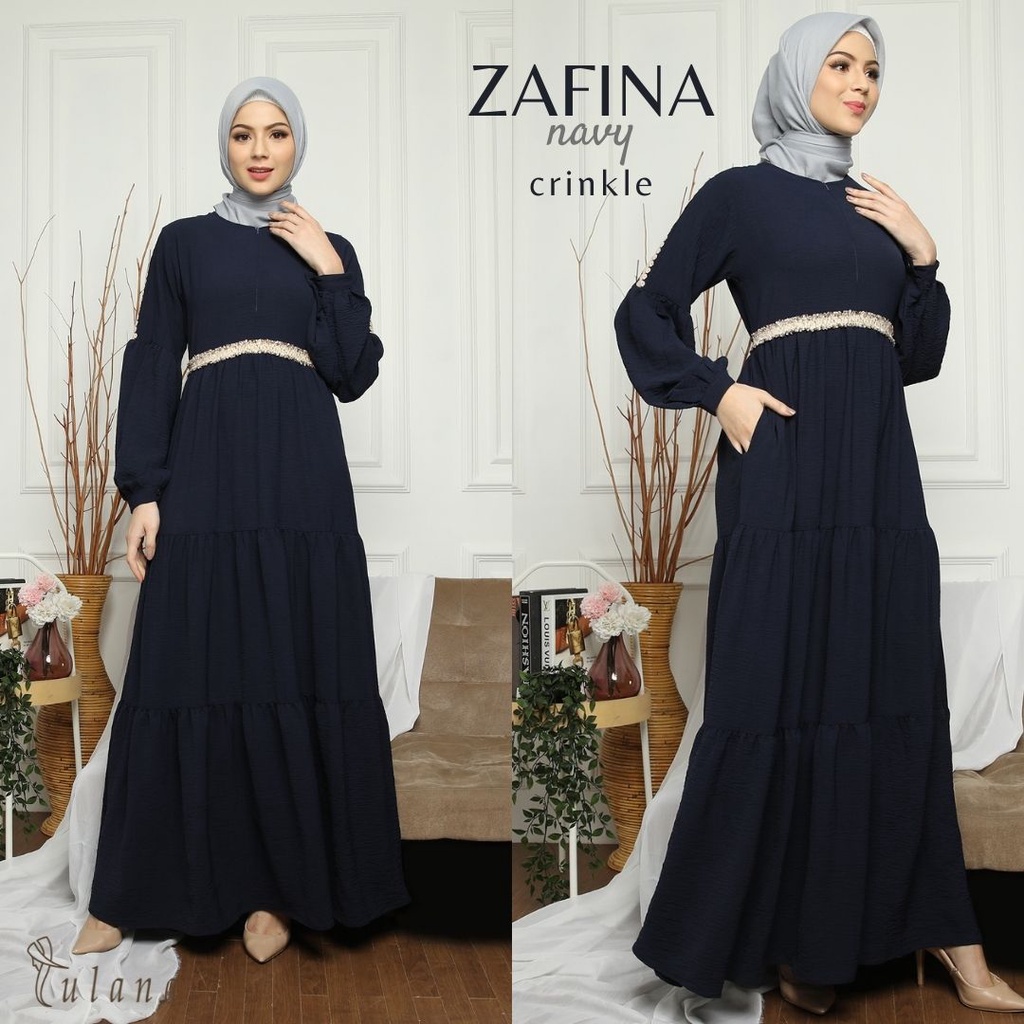 ZAFINA CRINKLE DRESS | Gamis Crinkle Premium Busui