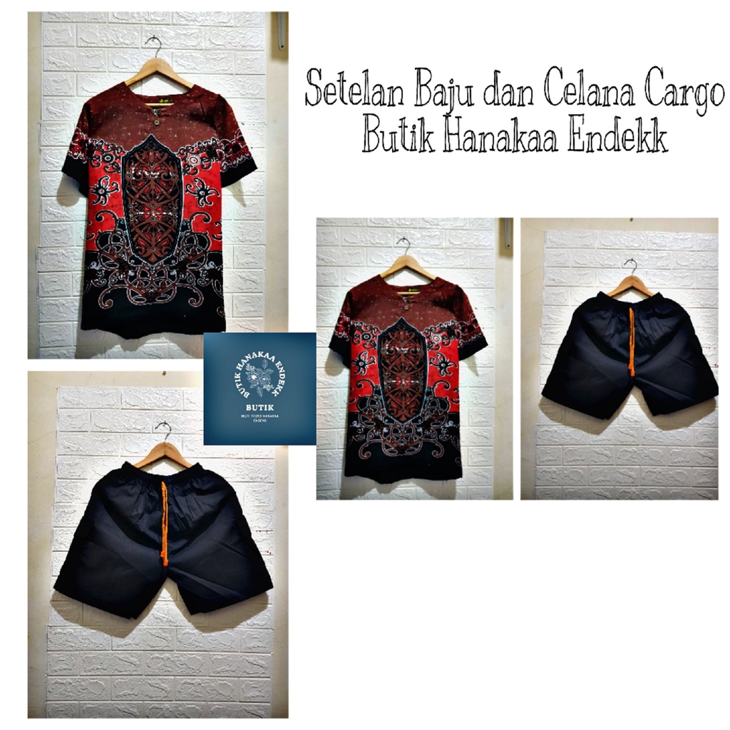 Set/Setelan Baju dan Celana Cargo Etnik Gala Pria/Wanita (Unisex)