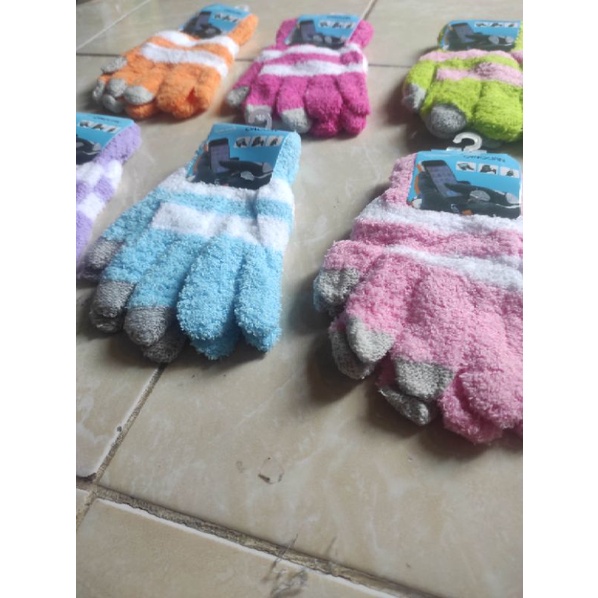 Sarung Tangan 3 Warna Wanita Motor Bulu Woll Handuk Rajut Wool,Cewek Perempuan Warna Variasi