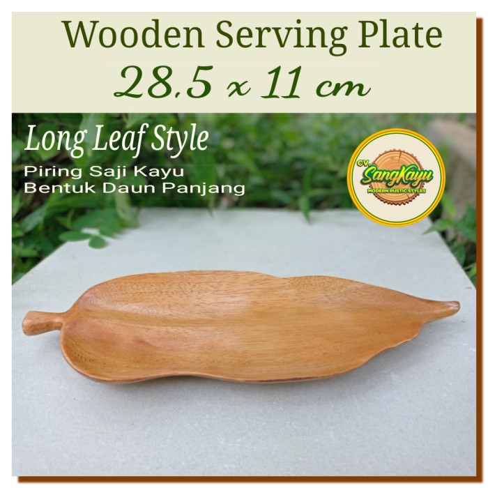 Piring kayu bentuk daun Wooden plate serving plates piring saji kayu