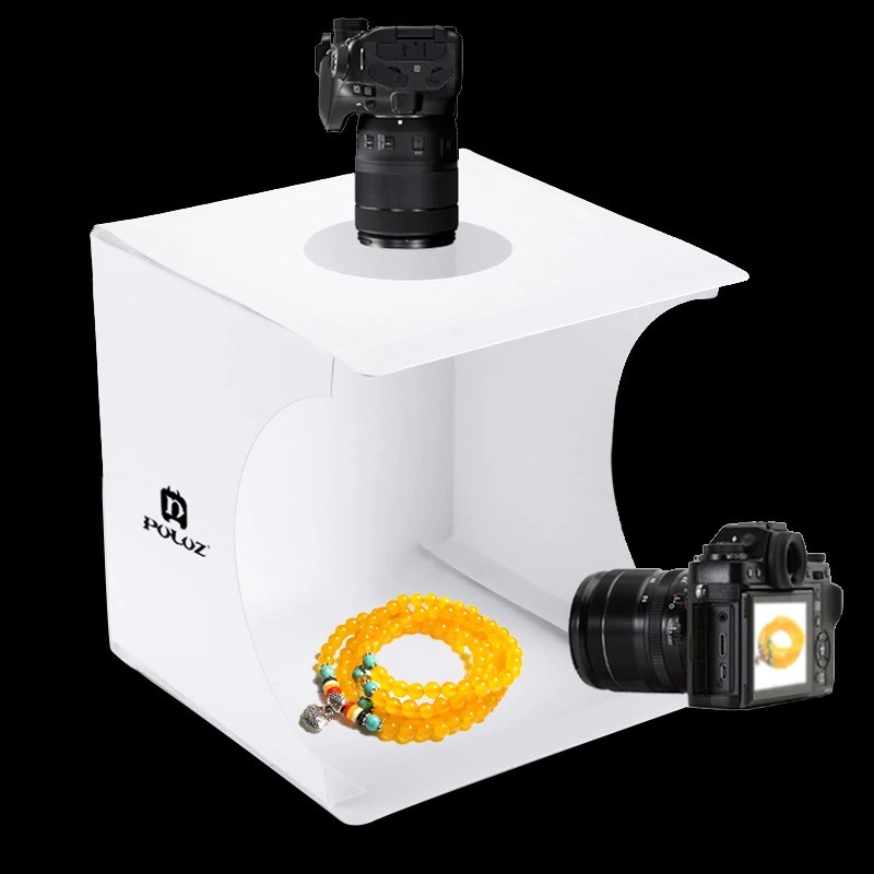 Photo Studio Mini Soft Box Ring Light 20x20cm with 6 Backdrop - White
