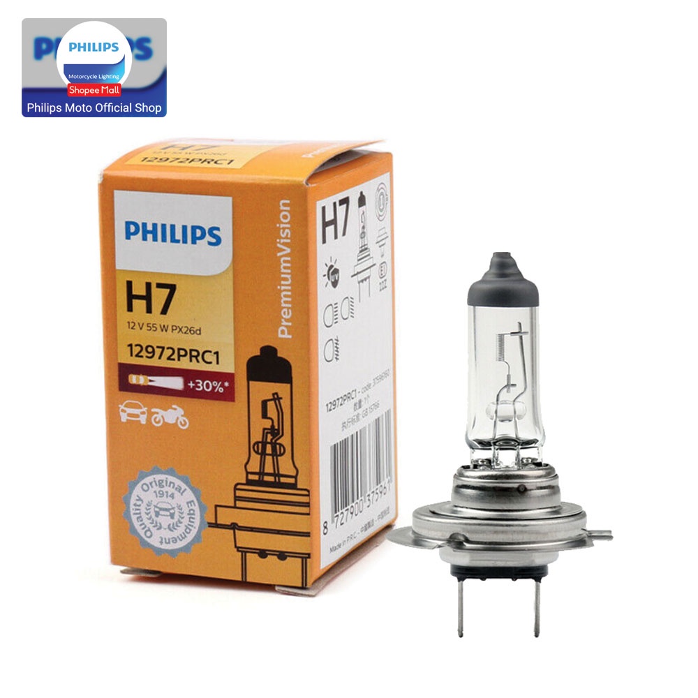 Lampu Halogen Mobil Philips PremiumVision H7 12972Prc1 - Bola Lampu Motor