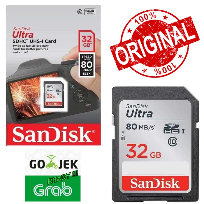 Memory SD CARD Sandisk Ultra SDHC UHS-1 32GB 80MB/s 90MB/S 120MB/S ORIGINAL