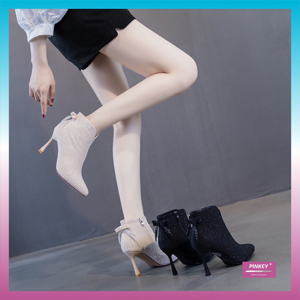 ✅PINKEY P061 Heels High Harp Sepatu Boots Fashion Wanita Fashion Casual