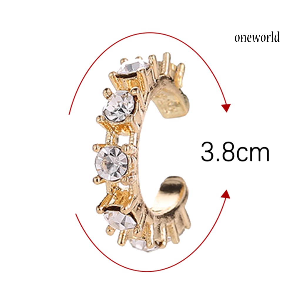 OW@ 1Pc Women Fashion Rhinestone Ear Clip on Cuff Earrings Non-Piercing Jewelry