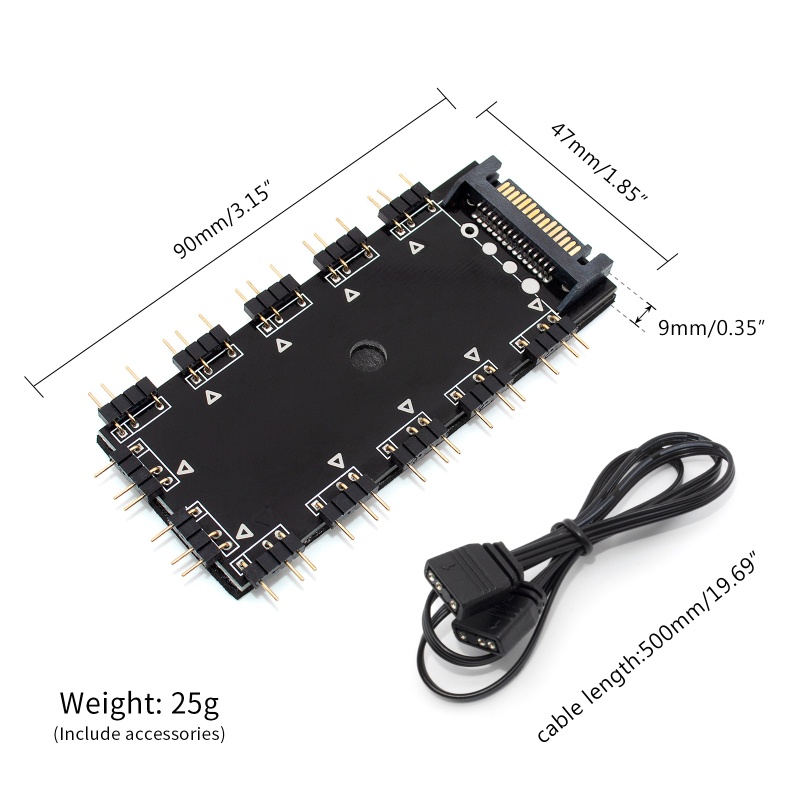 Btsg SYNC 5V 3-pin RGB 12 Hub Splitter Power 3pin ARGB Adapter Kabel Ekstensi Untuk RGB Motherboard LED Fan Cooling