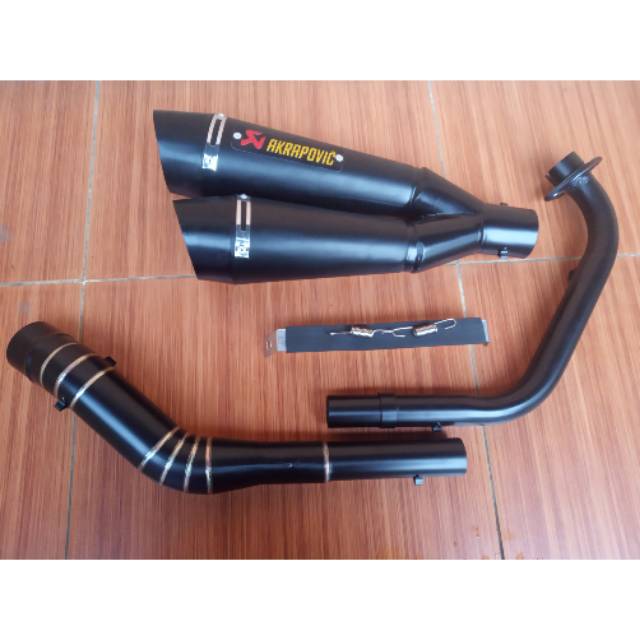 Knalpot racing aerox akrapovic cabang 2 blackdoff untuk  nmax pcx vixion cb150r cbr150 DLL