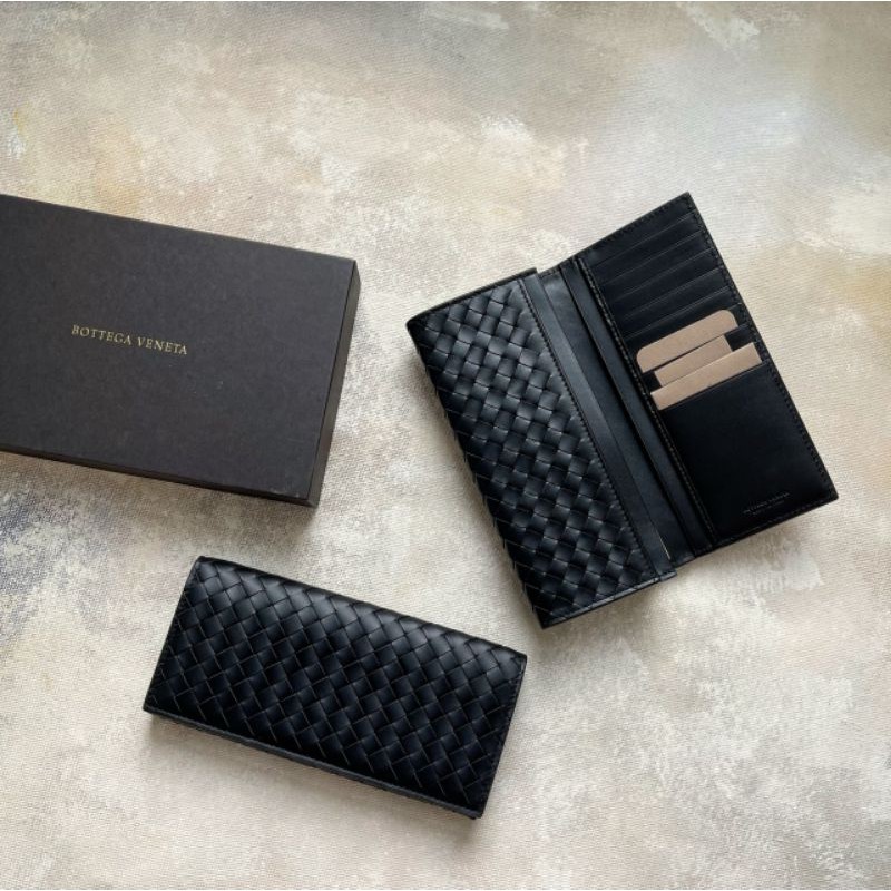 Bottega Veneta Men Long Wallet Black Nappa