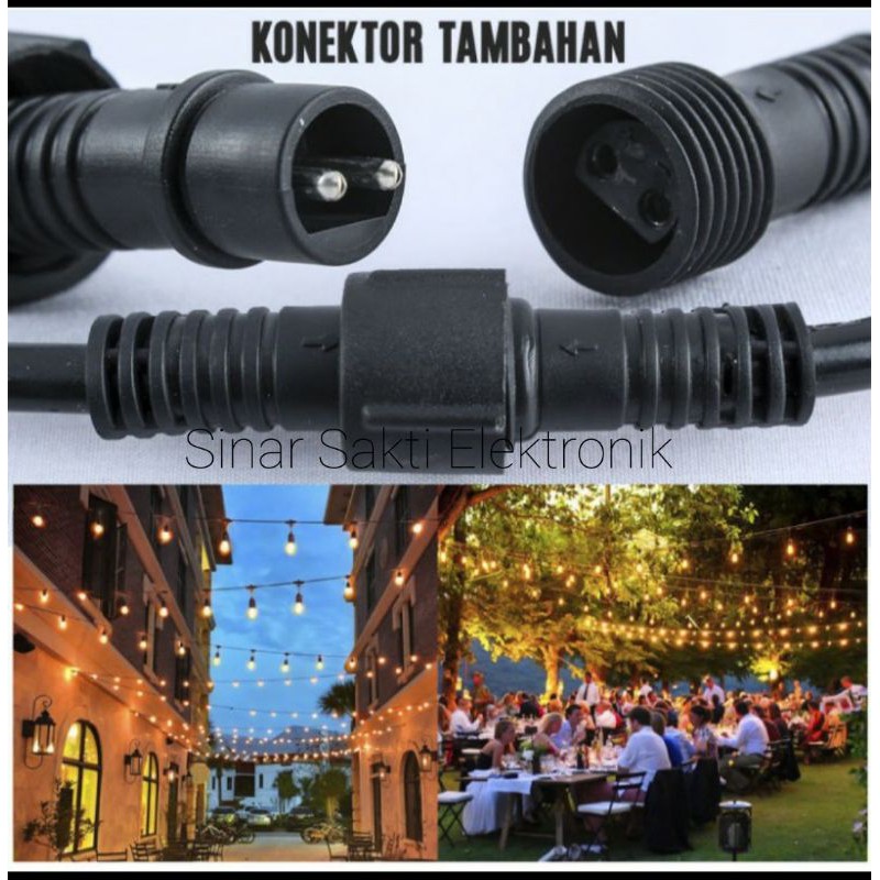 Kabel fitting lampu cafe gantung outdoor taman hias 10m 10 meter gantung waterproof