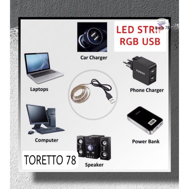 Lampu Strip LED USB 5V 5050  SMD 5CM+REMOTE RGB Untuk Dekorasi