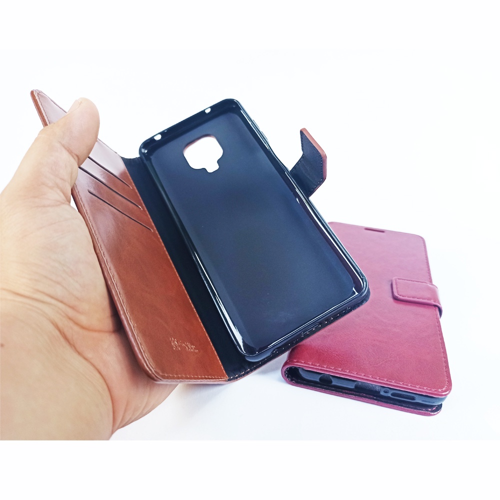 (PAKET HEMAT) Fashion Selular Flip Leather Case Xiaomi Redmi Note 6/Note 6 Pro/Note 7/Note 7 Pro/Note 8/Note 8 Pro/Note 9/Note 9 Pro Flip Cover Wallet Case Flip Case + Nero Temperred Glass