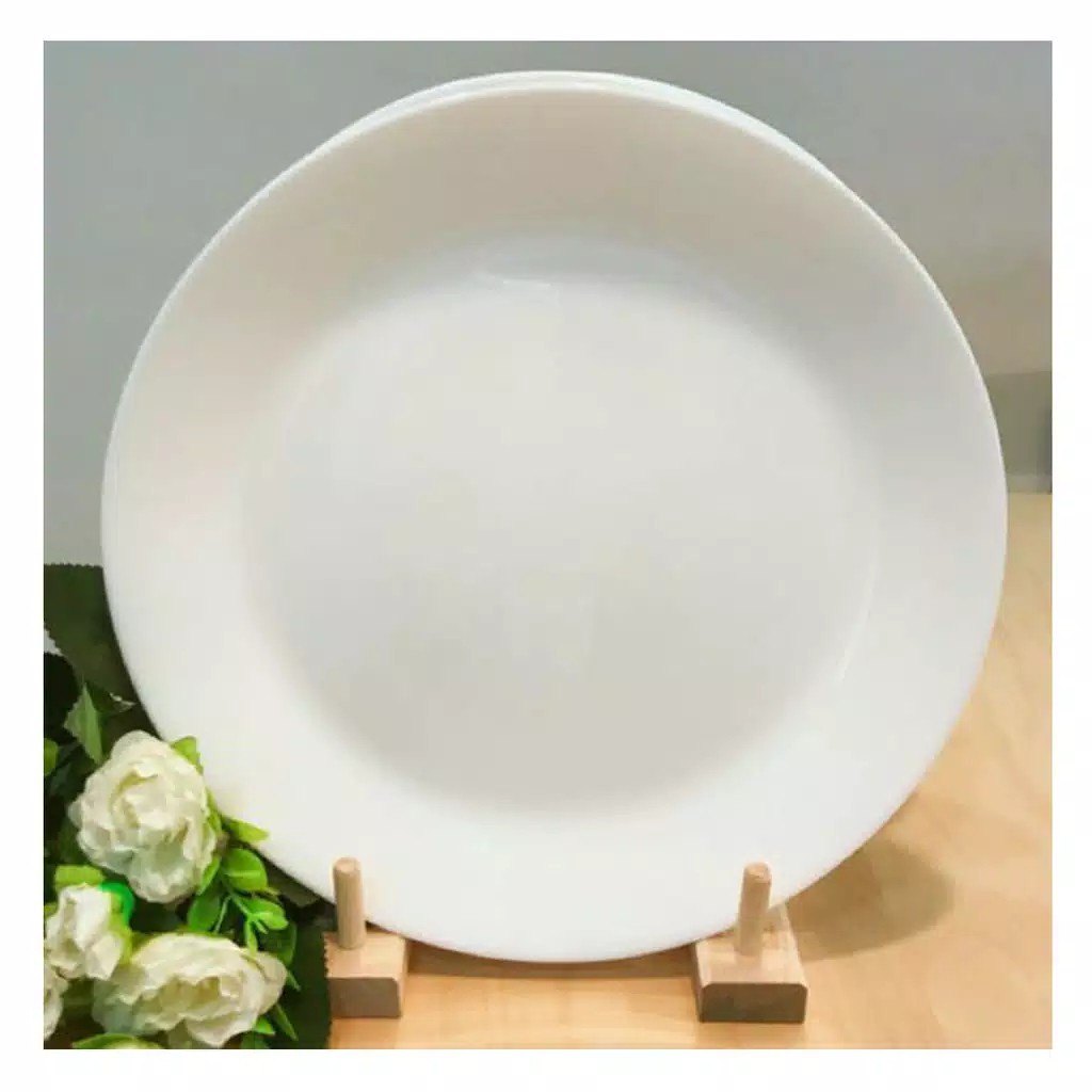 Piring Keramik Polos Bulat Rata/Cembung - Diameter 20cm