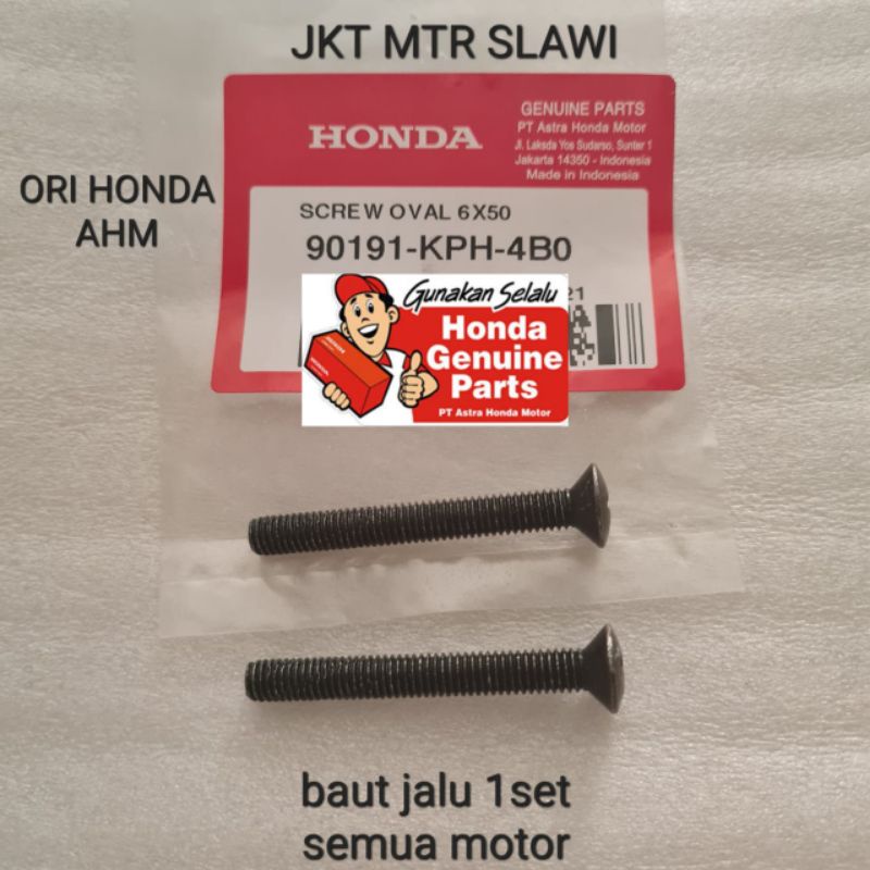 90191-KPH-4B0 baut jalu baut bandul stang 6x50 1set dapat sesuai gambar buat pcx, megapro, tiger, semua matic, karisma supra 125 revo 1set/sesuai gambar ori honda ahm asli honda