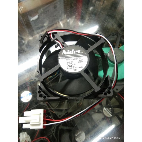 FAN DC 12V 9cm x 9cm merek NIDEC MADE IN VIETNAM kipas untuk kulkas