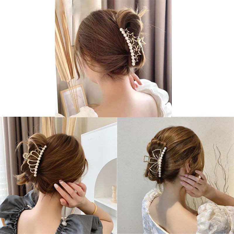 Jepir rambut korea wanita jepit jedai besar mutiara motif baru import 9.2cm