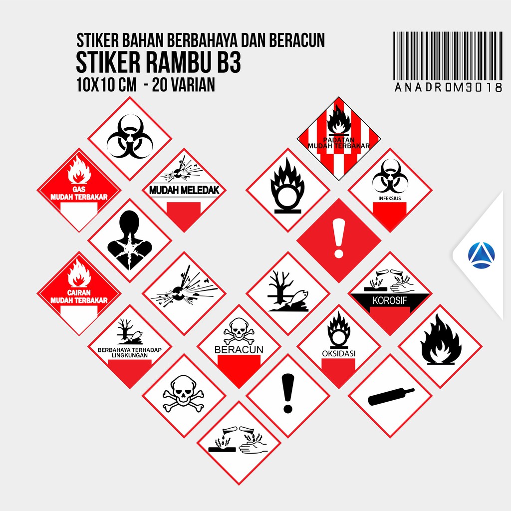 Stiker Limbah B3 Hazardous Material Sign 10x10 cm & 25x25 cm