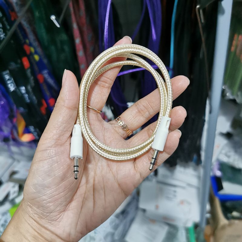 KABEL AUX 1 KE 1 / KABEL JACK AUDIO 1 KE 1 MODEL TALI SEPATU - PELANGI ACCESORIES 88