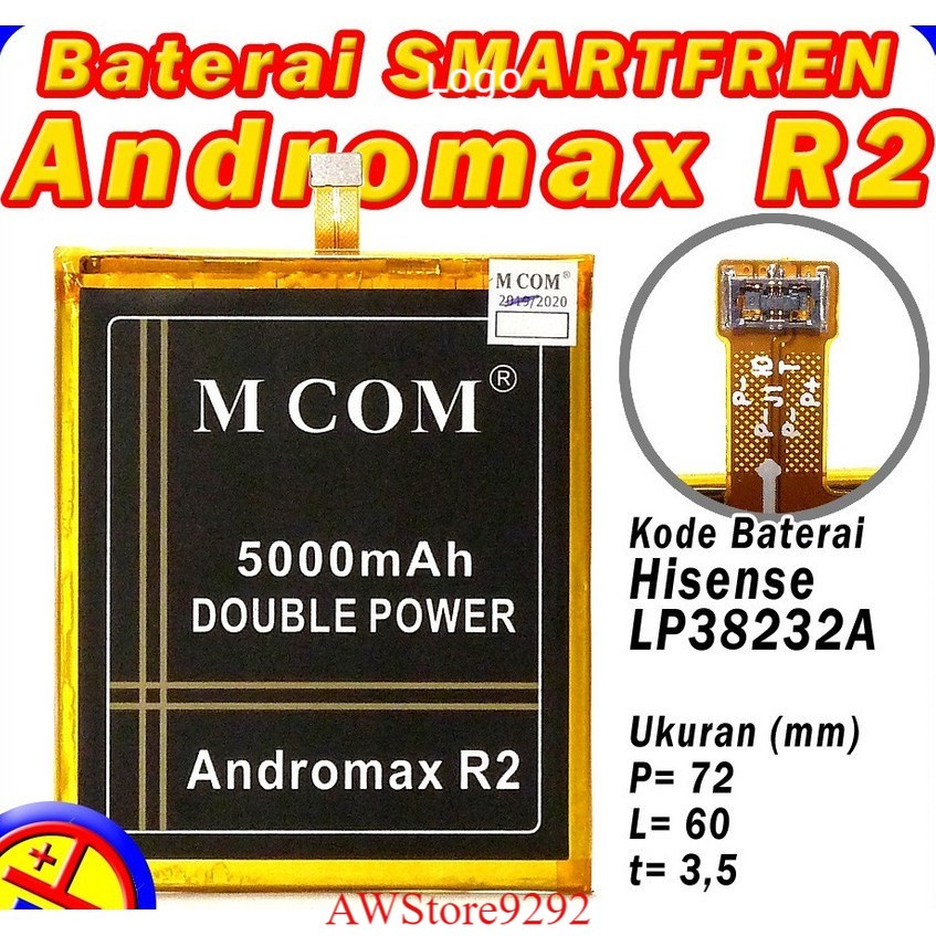 Mcom Battery Batre Baterai Double Power Mcom Smartfren Andromax R2 Hisense LP38232A