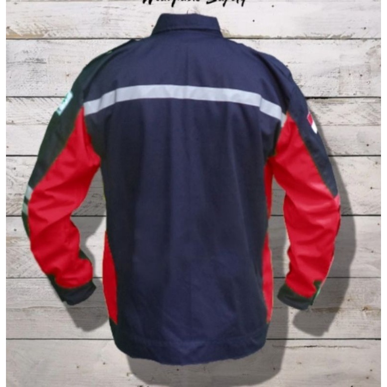 BAJU SAFETY MERAH NAVY SEMIJAKET