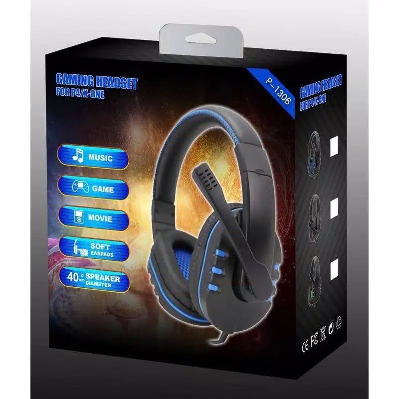 Headset Gaming P-1306 For P4/X-one Stereo Gaming