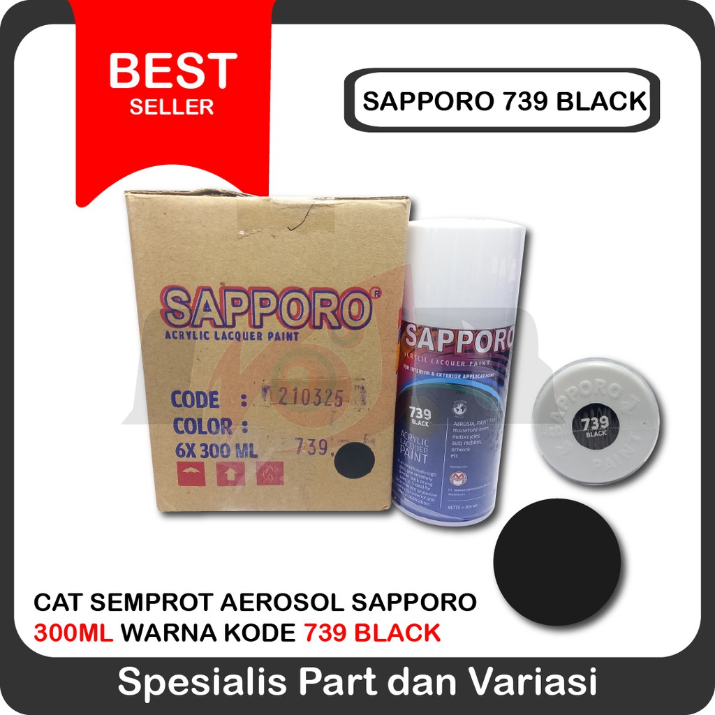 Sapporo 739 Black Cat Semprot Saporo Paint Hitam Gloss Mengkilap