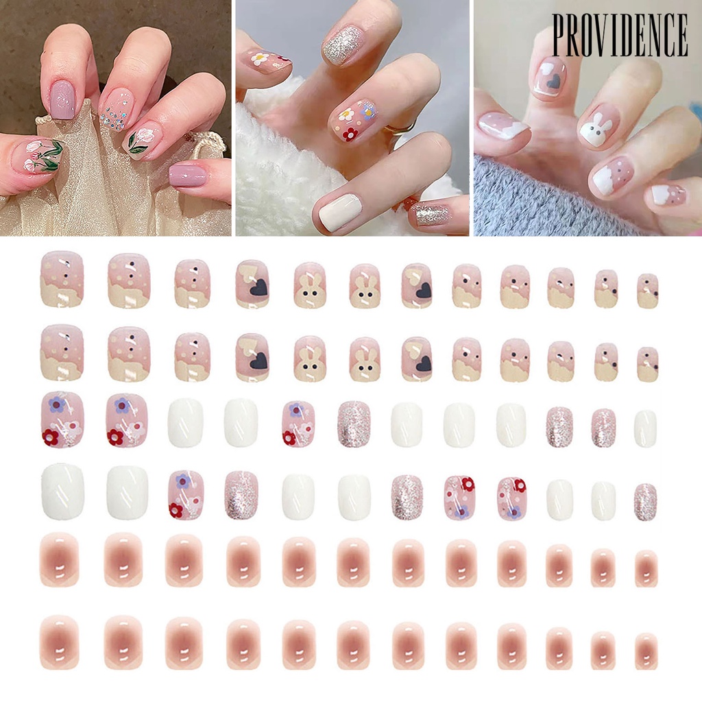 Providence 1 Set Kuku Palsu Ultra Tipis Full Cover Tahan Pudar Untuk Nail Art