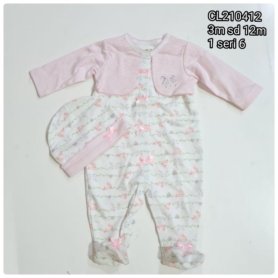 Catell Love Baju kodok Tutup Kaki Set Sleepsuit Motif Bayi 3-12Month