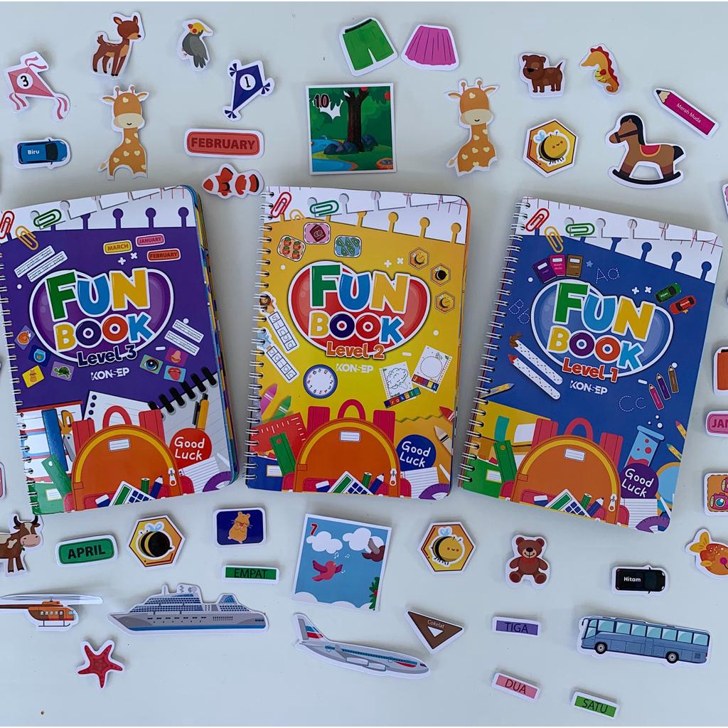 Konsep FunBook Level 1-3 Busy Book Buku Aktivitas Edukasi Anak TK Paud Toddler Preschool Activity Book