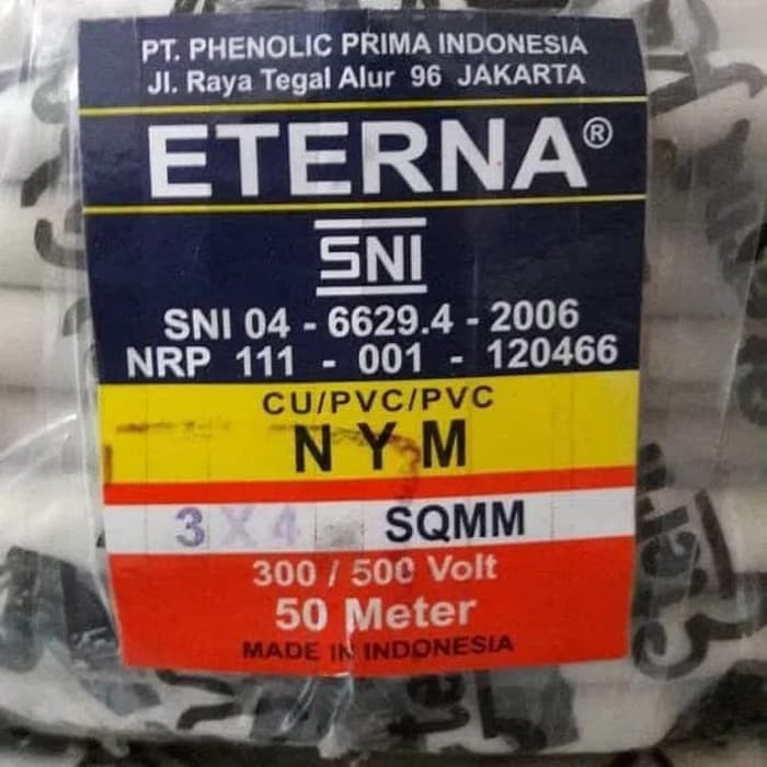 Kabel ETERNA NYM 3x4 Kabel Listrik ETERNA NYM ETERNA 3x4 - PER METER