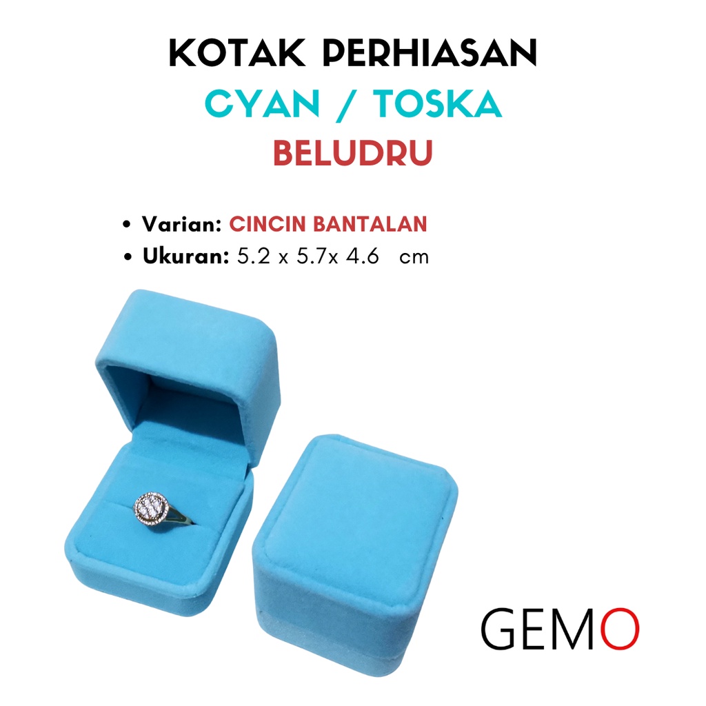 Kotak Perhiasan Warna Toska / Cyan Beludru Set / Cincin / Liontin / Gelang / Kalung Koye / Jewelry Box Unik Lucu untuk Tempat Wadah Seserahan / Akad Pernikahan / Hantaran Tunangan Harga Paling Murah cocok untuk Aksesoris Emas Berlian/ Perak Permata